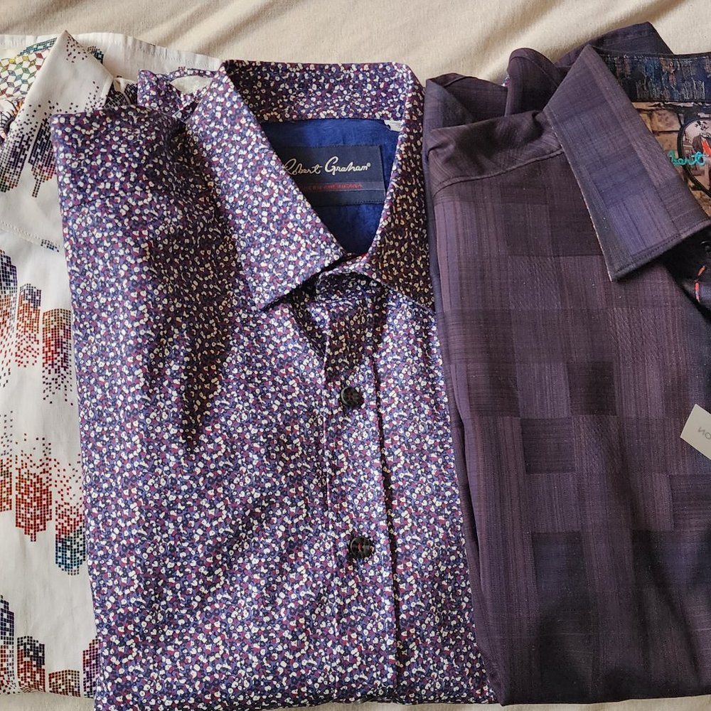 Bundle of 3 Robert Graham casual button long sleeve shirts